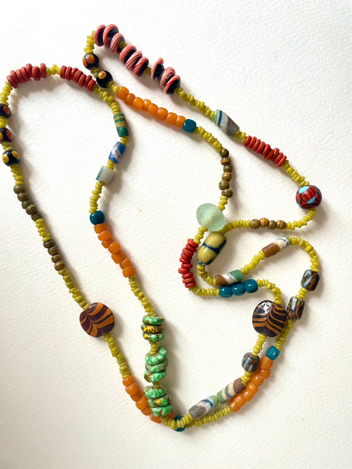 Afrikaanse / java kralen ketting, Overige materialen, Verstelbaar, Geel, Nieuw