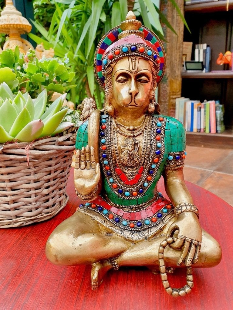 HANUMAN BEELD BRONS STONEWORK ART 28 CM, Ophalen of Verzenden, Nieuw, Beeld(je), Hindoeïsme