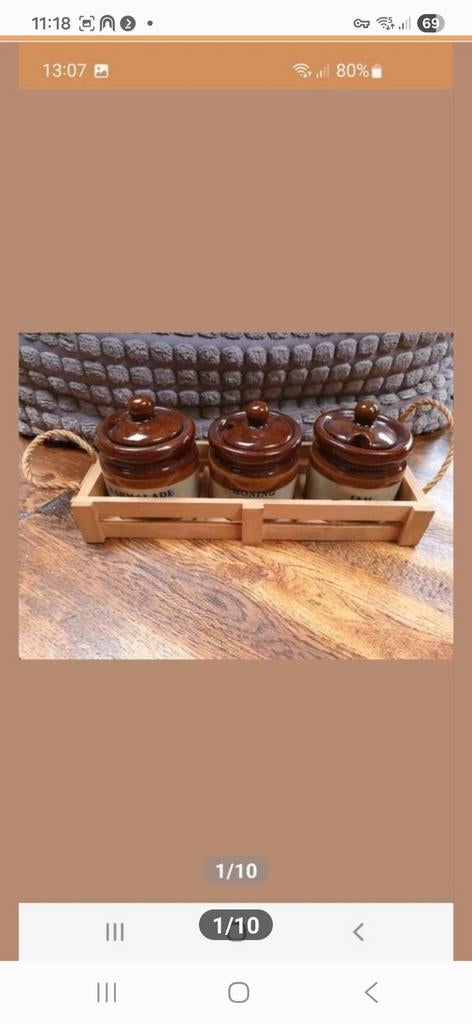 3 aardewerk/retro potjes marmelade/honing/jam potjes, Ophalen of Verzenden