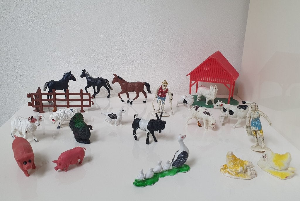Vintage Farm set met 22 figuren - made in Hong Kong, Ophalen of Verzenden