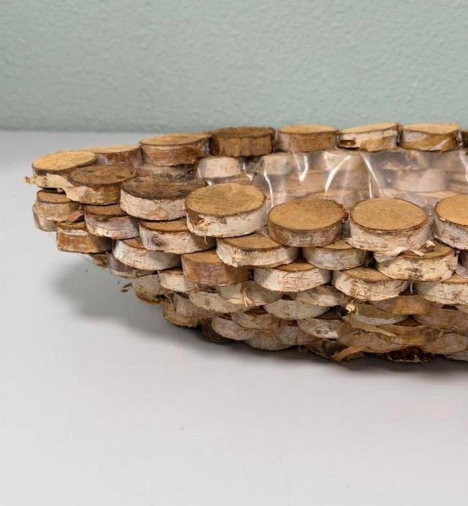 Handgemaakte Houten Plantenbak Rustieke Boomschijf – 40 cm, Minder dan 60 cm, Ophalen of Verzenden, Zo goed als nieuw, H