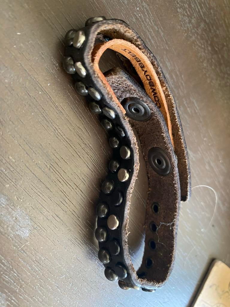 Stoere Leren Armband met Studs - Cowboysbelt, Ophalen of Verzenden, Nieuw, Zwart, Leer