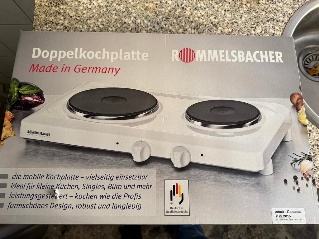 Rommelsbacher dubbele kookplaat - Nieuw in doos, Ophalen, Nieuw, 3 kookzones of minder, Vrijstaand