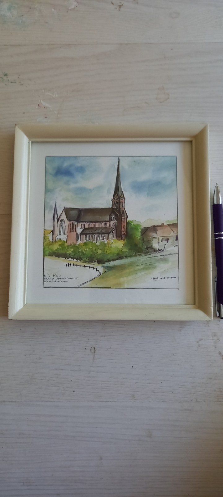 aguerel Loosduinse Kerk, maker Astrid v d Meer, Ophalen of Verzenden