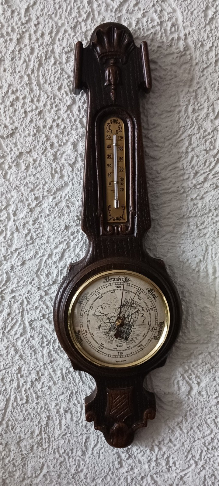 ARMAND PIEN VINTAGE BAROMETER 43 CM HOOG TEMPRATUUR + BAROME, Ophalen of Verzenden, Gebruikt