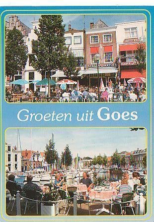 Ansichtkaart	Goes	2-luik	Terras, Verzenden, 1960 tot 1980, Gelopen, Zeeland