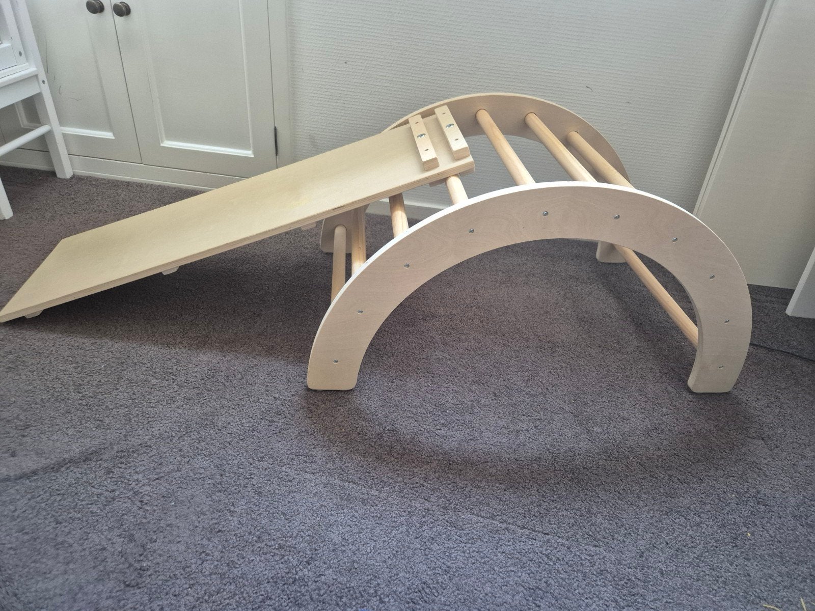 Houten klimrek met glijbaan voor kinderen, Ophalen, Zo goed als nieuw, Klimwand, Aanbouwonderdeel
