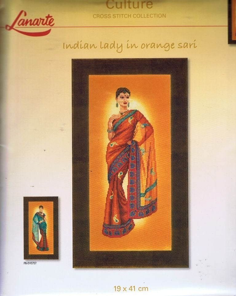 Cado lanarte borduurpakket  INDIAN LADY IN ORANGE SARI, Ophalen of Verzenden, Nieuw, Handborduren, Borduurpakket