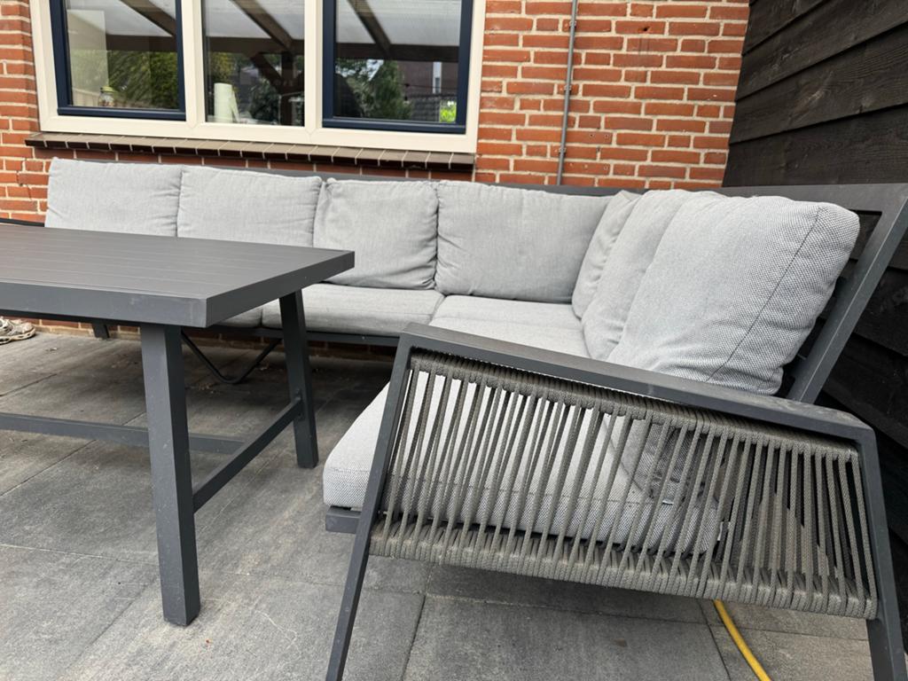 Loungebank met tafel - Garden Impressions, Tuin en Terras, Tuinsets en Loungesets, Ophalen, Gebruikt, Meer dan 8 zitplaatsen, Aluminium