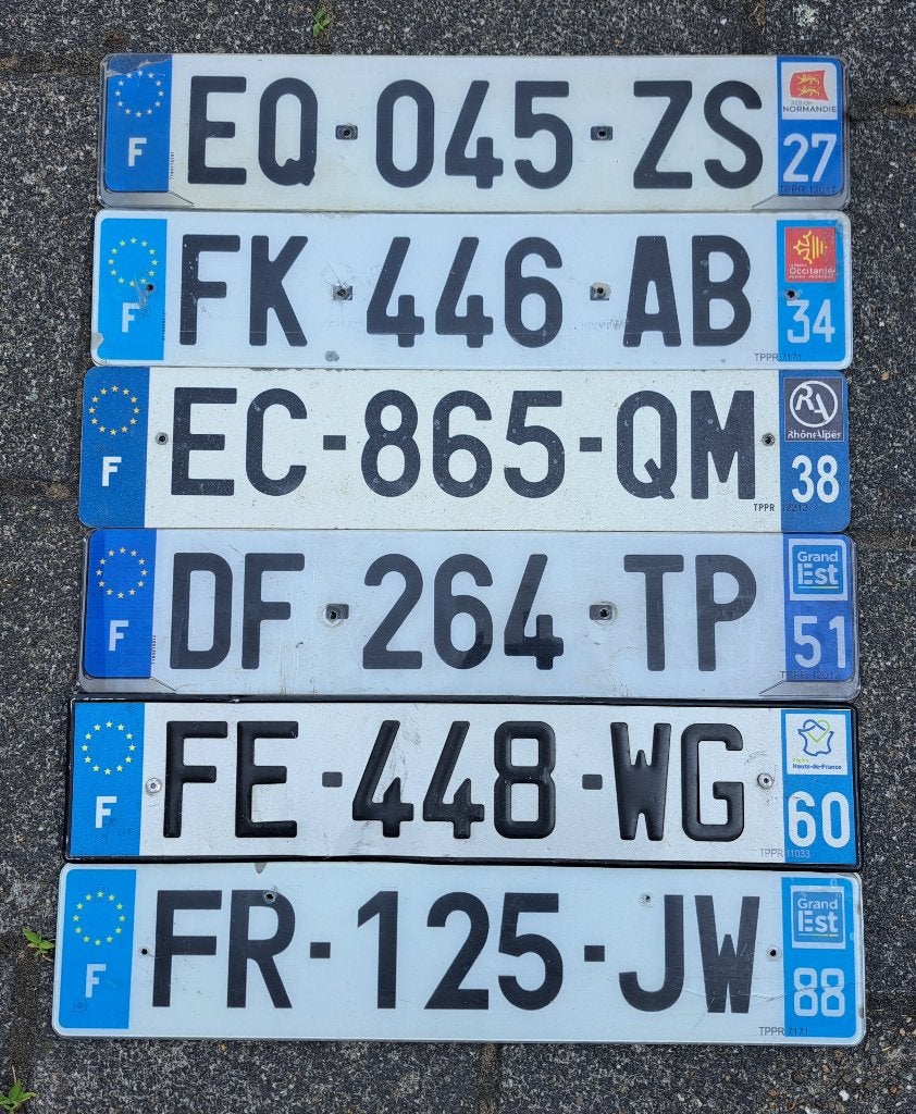 6 kentekenplaten/nummerborden Frankrijk, Verzenden, Gebruikt, Auto's