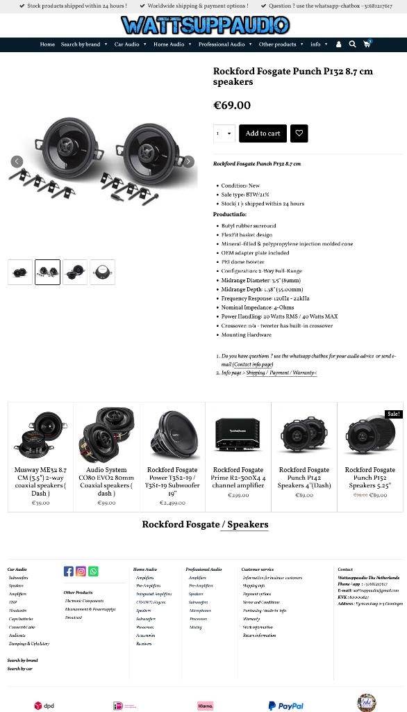 Rockford Fosgate Punch P132 8.7 cm speakers, Audio Design, Nieuw, Am Breilingsweg 3, 76709 Kronau, Duitsland, Ophalen of Verzenden