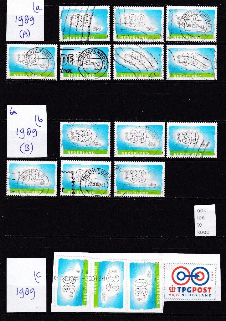 0487) Nederland 1989 tien vu post 1999 en port betaald zake, Ophalen of Verzenden