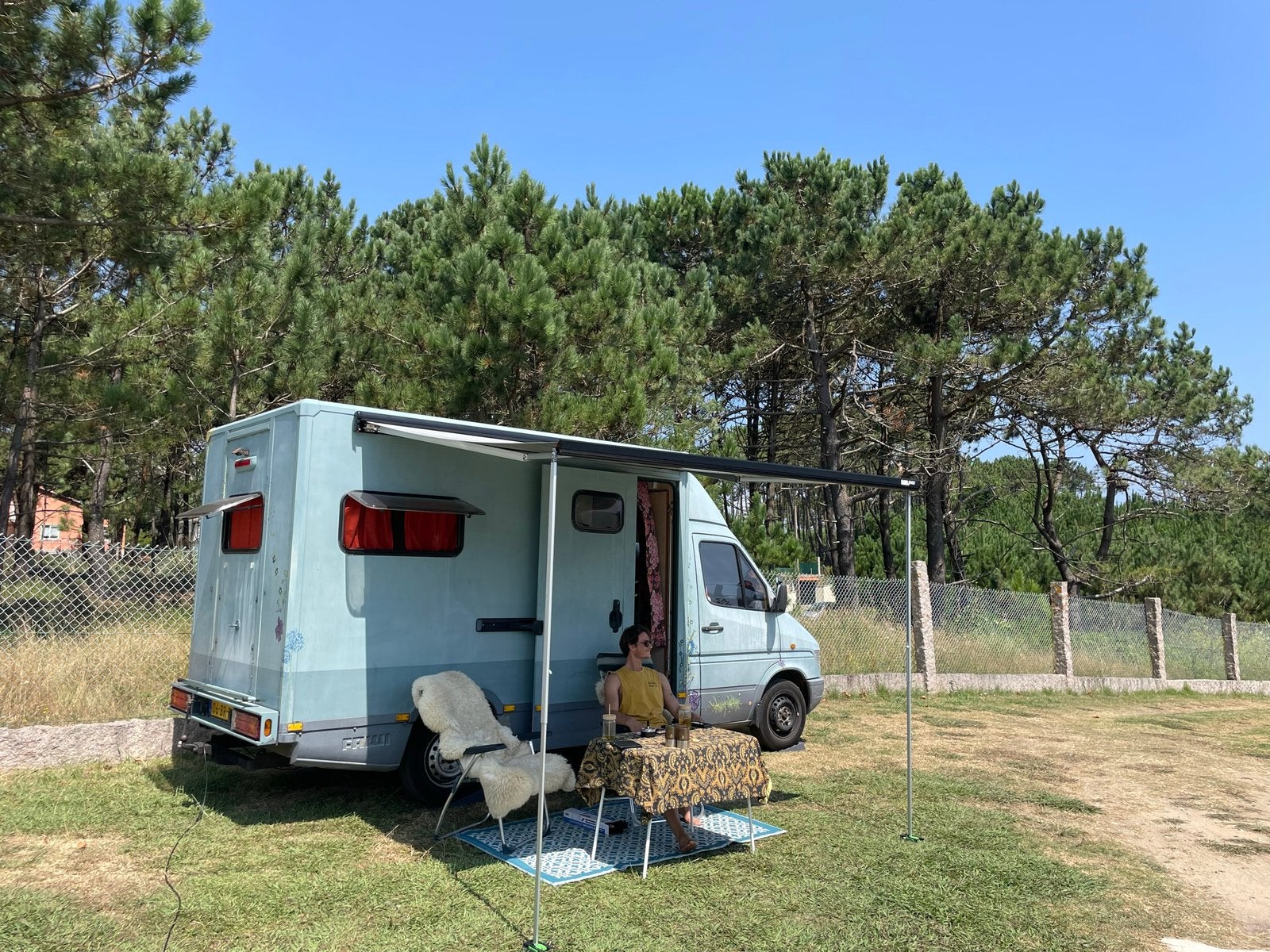 Luifel Fiamma F45s Black 350 Royal Grey cassetteluifel, Ophalen, Zo goed als nieuw