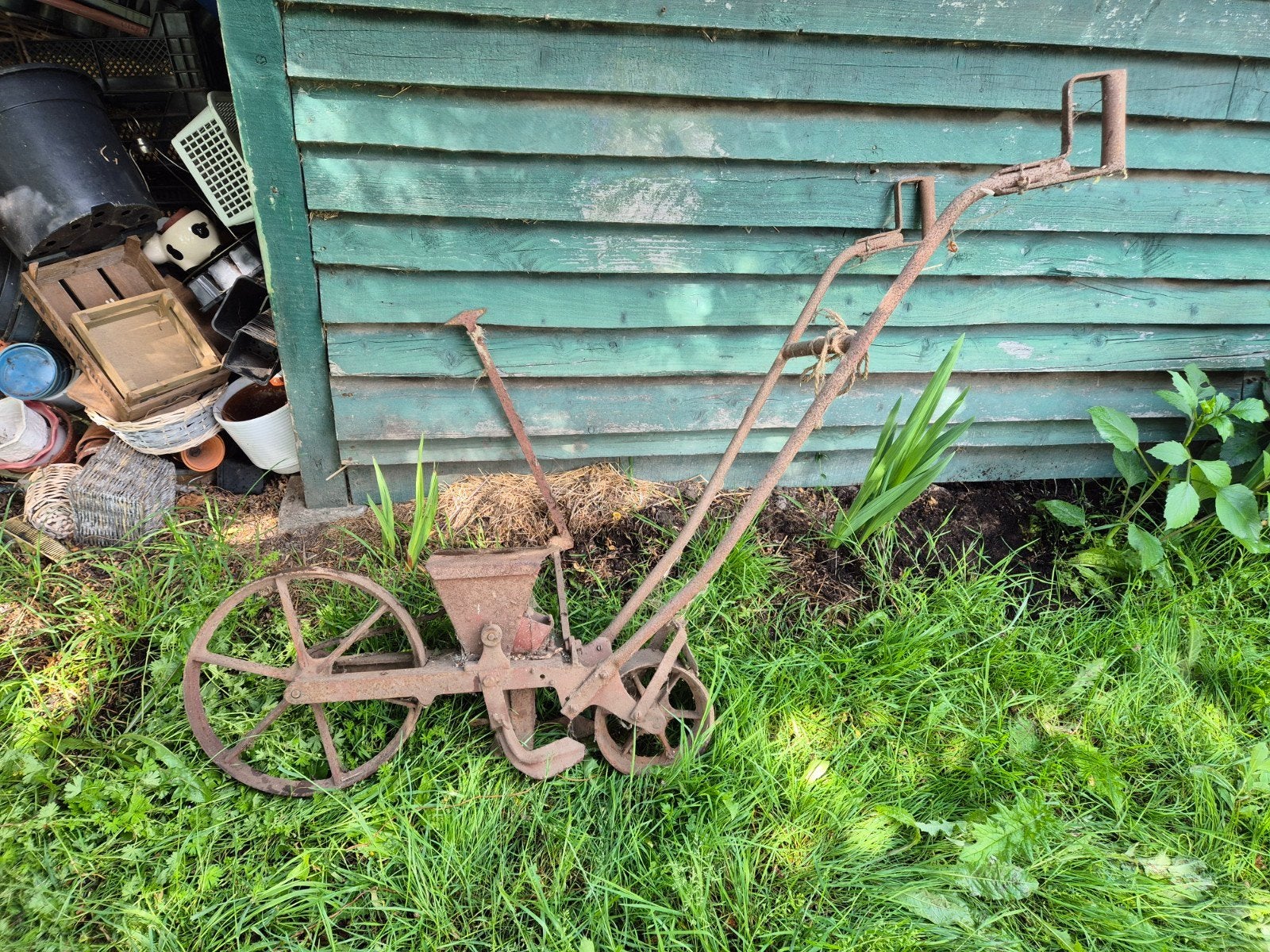 Antieke Zaaimachine - Decoratief Tuinstuk, Antiek en Kunst, Antiek | Woonaccessoires, Ophalen