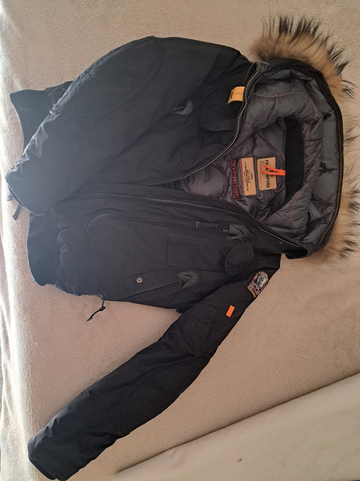 Parajumpers Masterlight donsjas met bontkraag - Zwart XS, Zwart, Zo goed als nieuw, Maat 34 (XS) of kleiner, Parajumpers