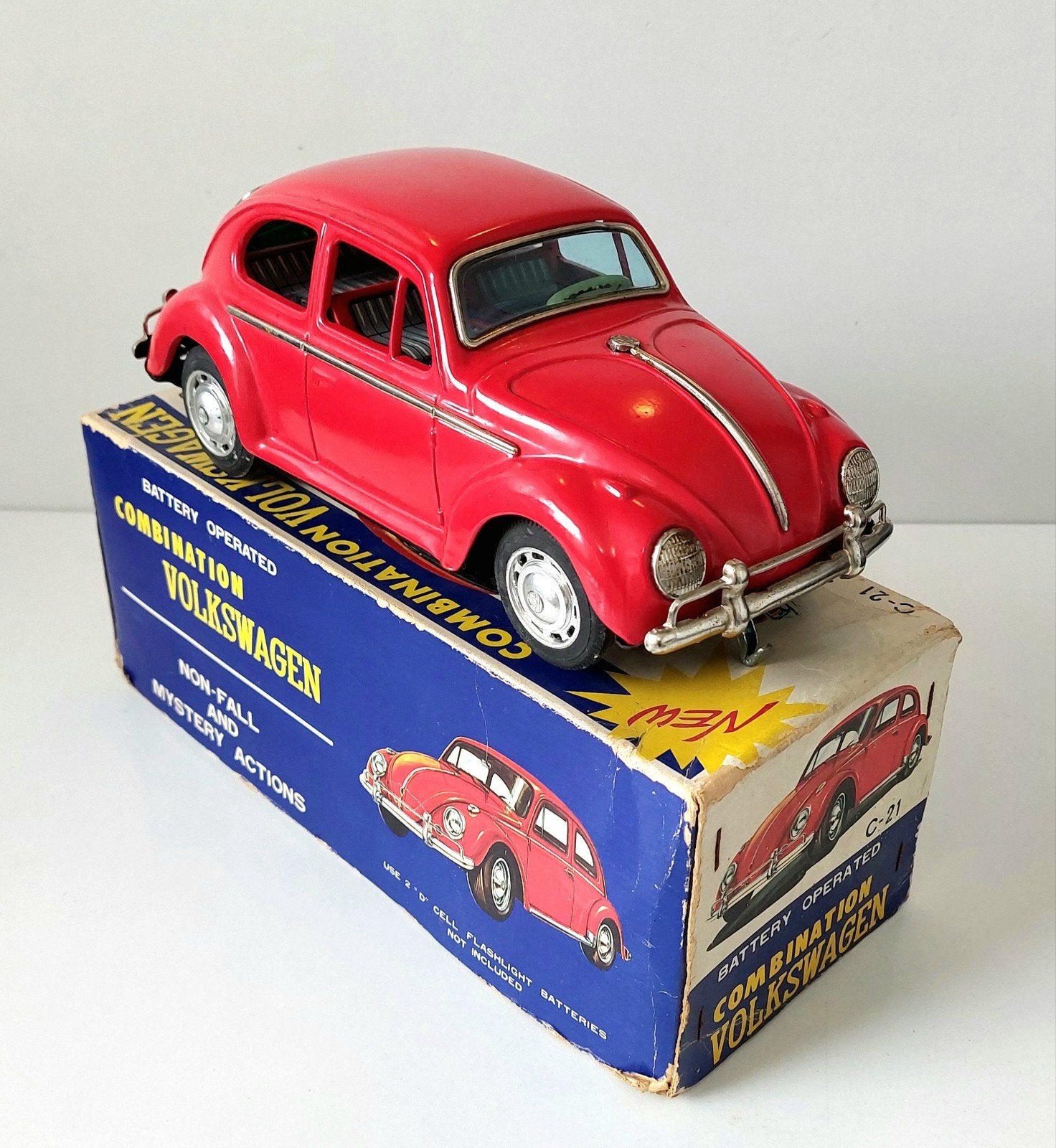Oud Japans Blikken Speelgoed Taiyo VW Volkswagen Kever, Verzenden, Gebruikt, Auto