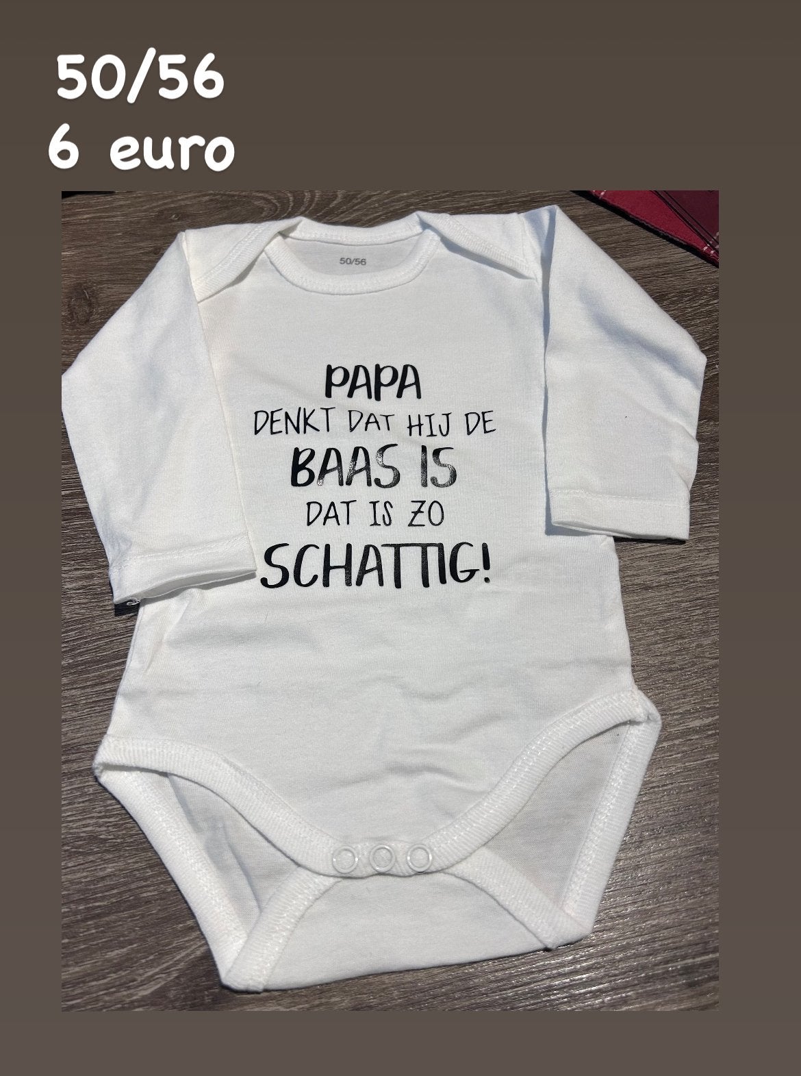 Schattige romper 'Papa denkt dat hij de baas is', Ophalen of Verzenden, Zo goed als nieuw, Jongetje of Meisje