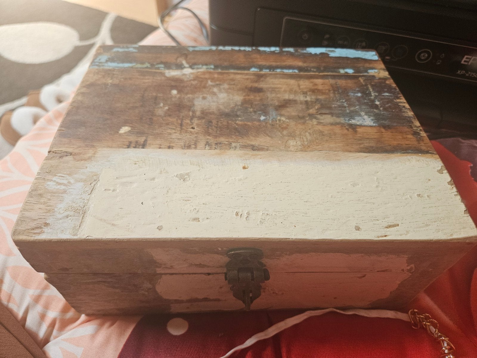 Houten theedoos met 6 vakken, Ophalen, Minder dan 50 cm, Zo goed als nieuw, Grenenhout