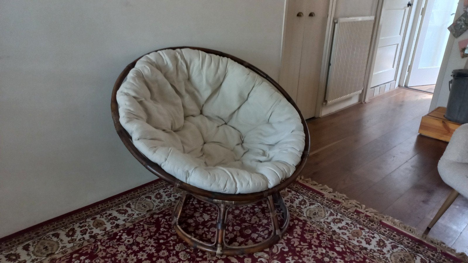 Comfortabele Papasan stoel met kussen, Ophalen, Gebruikt, Bruin, Bohemian