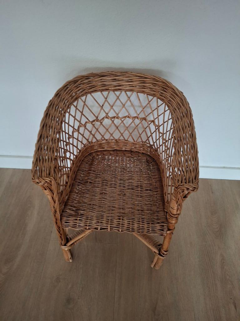 Vintage rotan kinderstoel, Ophalen, Gebruikt, Bruin, Vintage, Bohemien