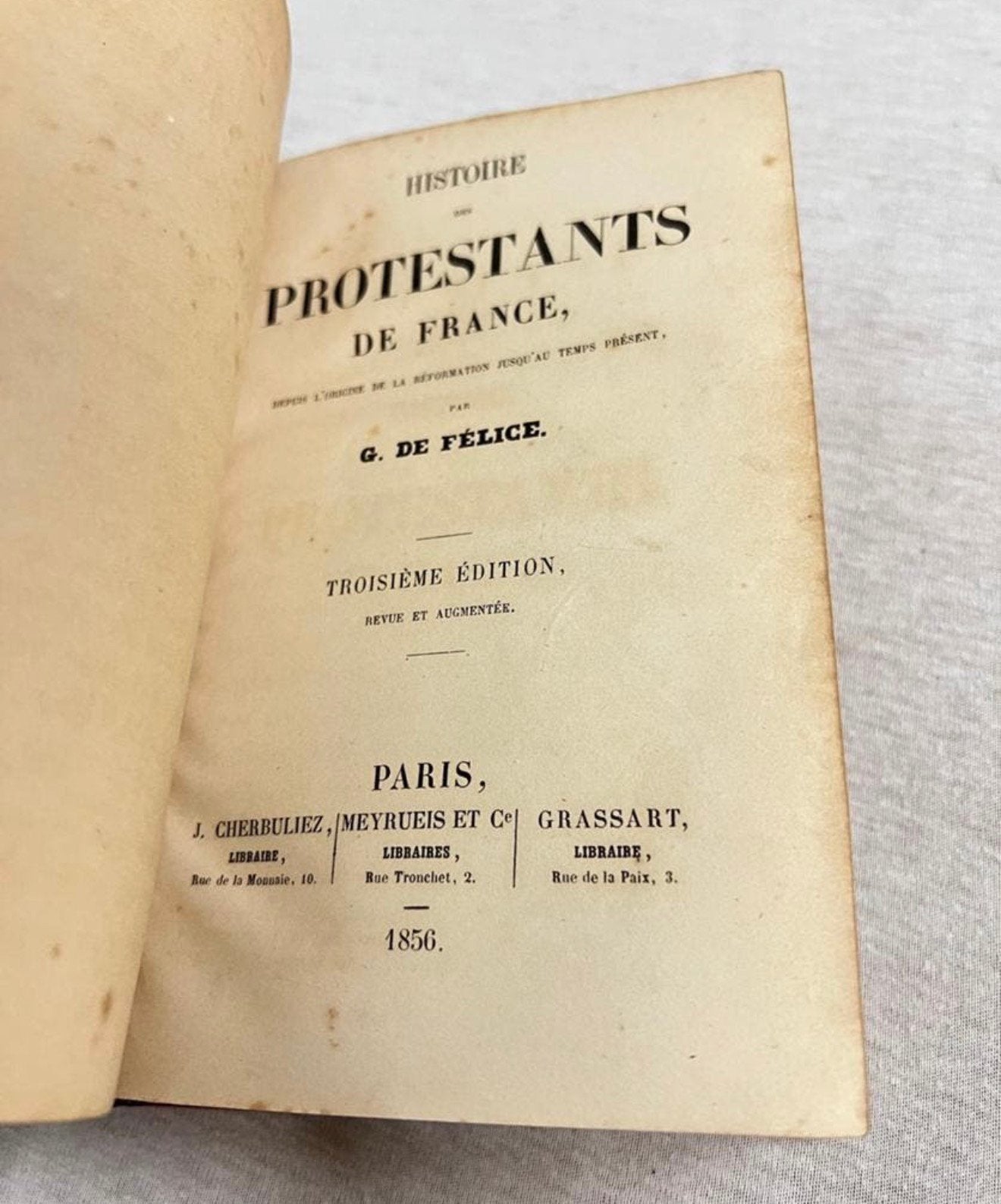 G. de Félice HISTOIRE DES PROTESTANTS DE FRANCE - 1850 oud, Ophalen of Verzenden
