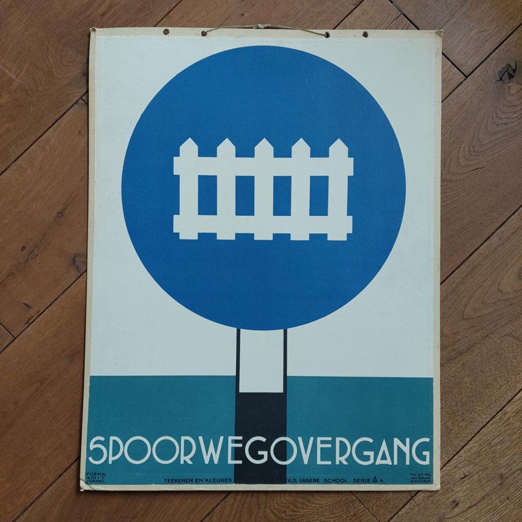 2 vintage schoolplaten, Spoorwegovergang en Stilleven, Antiek en Kunst, Antiek | Schoolplaten, Ophalen, Overige thema's