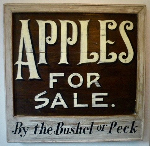 Uniek handgeschilderd reclame bord / appel/apples/ boerderij, Reclamebord, Ophalen of Verzenden, Zo goed als nieuw, B6