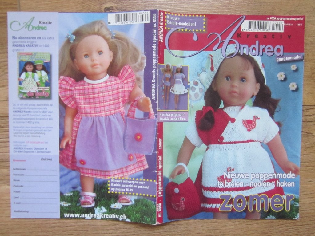 Andrea Kreativ Barbie + poppenkleding breien haken naaien, Ophalen of Verzenden, Zo goed als nieuw, Breien, Patroon of Boek