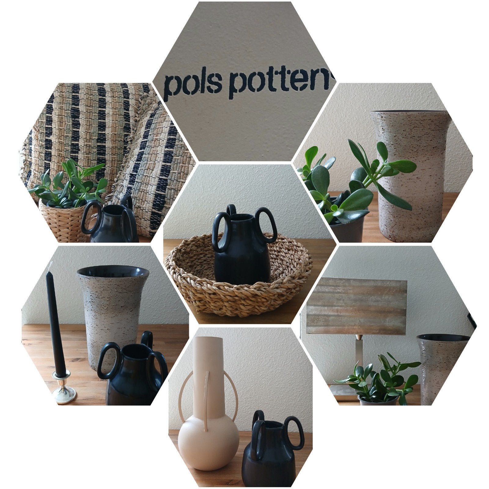 woonaccessoires oa pols potten, Ophalen, Zwart, Met handvat, Zo goed als nieuw