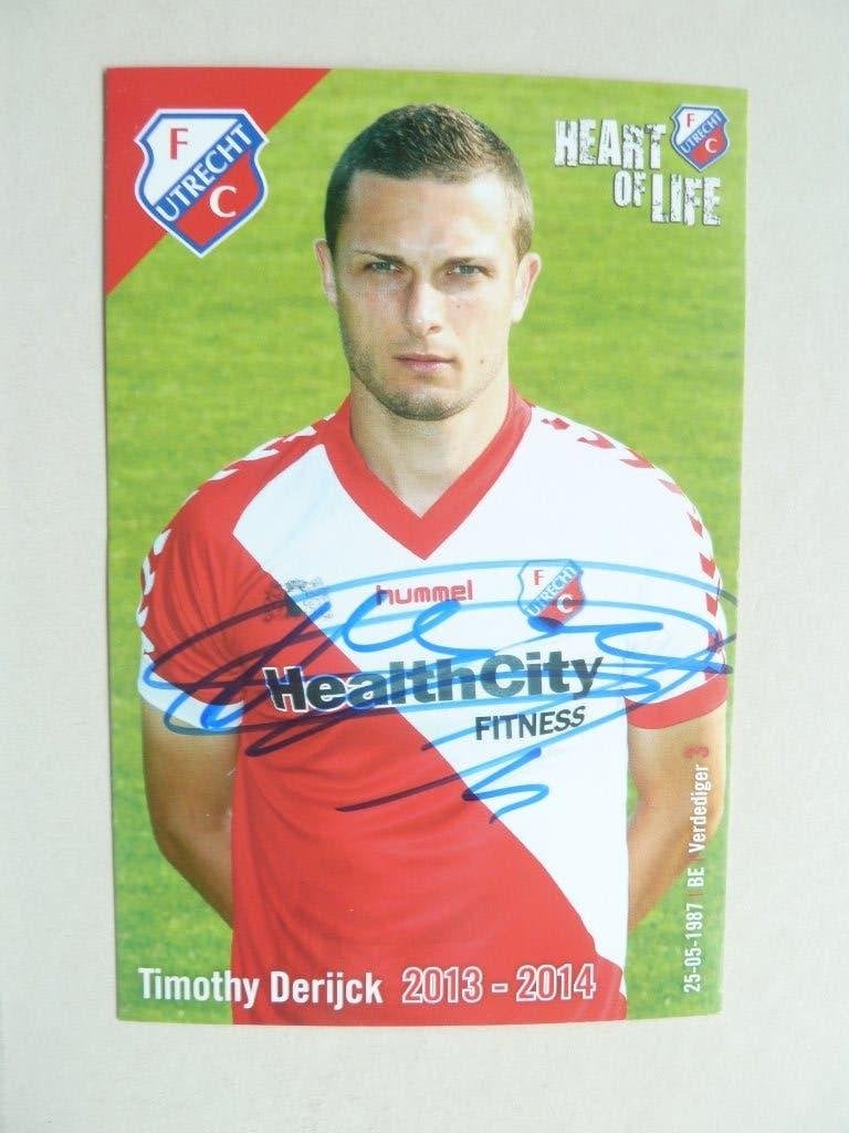 Spelerskaart.  Timothy.Derijck. Fc Utrecht.  2013/2014, Ophalen of Verzenden, Zo goed als nieuw, F.C. Utrecht, Spelerskaart