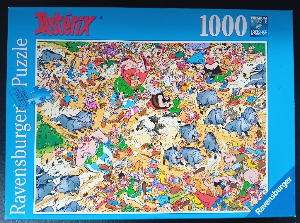 Ravensburger puzzel Asterix - Jacht op Everzwijnen - 1000, Ophalen of Verzenden, 500 t/m 1500 stukjes, Gebruikt, Legpuzzel