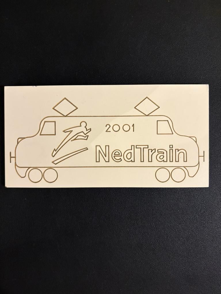 Trespa plaatje ‘NedTrain 2001’ (2001), Ophalen of Verzenden, Zo goed als nieuw, Trein