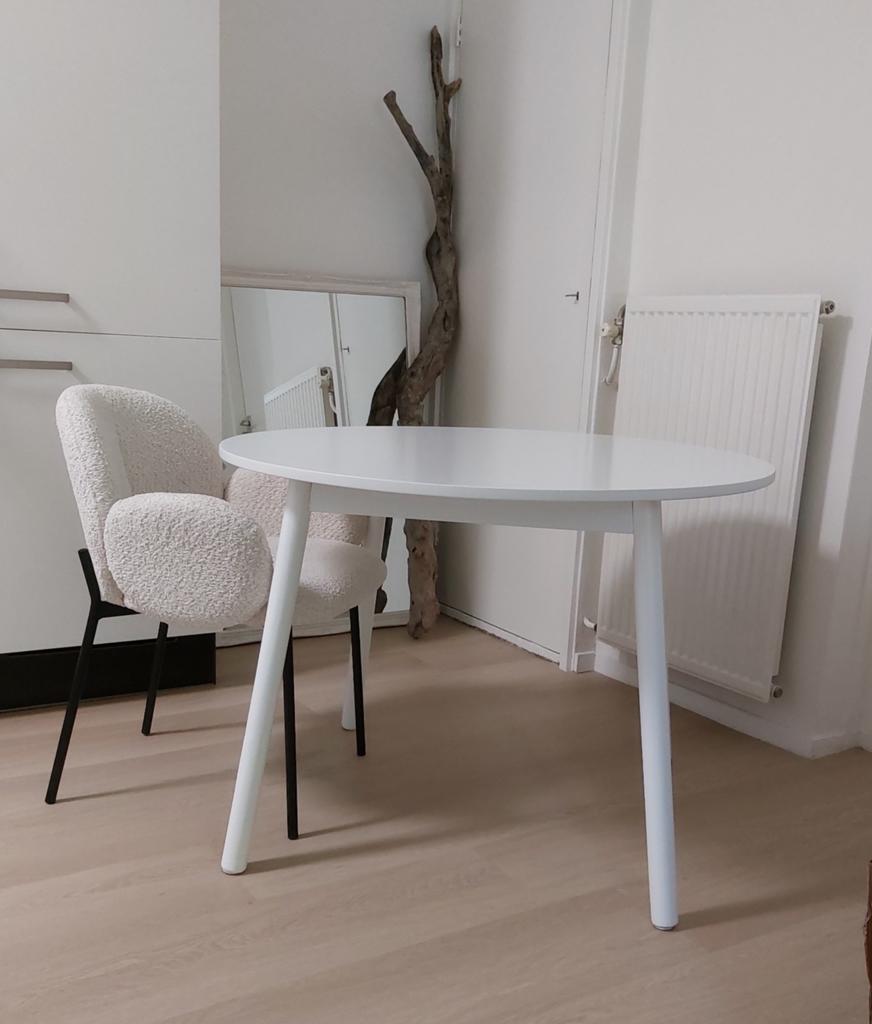 Mooie witte ronde tafel - Jotex, Ophalen, 100 tot 150 cm, Rond, 50 tot 100 cm