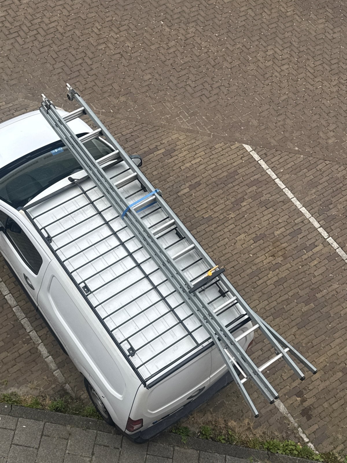 Drie delige glazenwasser ladder 11 treden + Gratis haakje, Ophalen, Gebruikt, Ladder, Opvouwbaar of Inschuifbaar