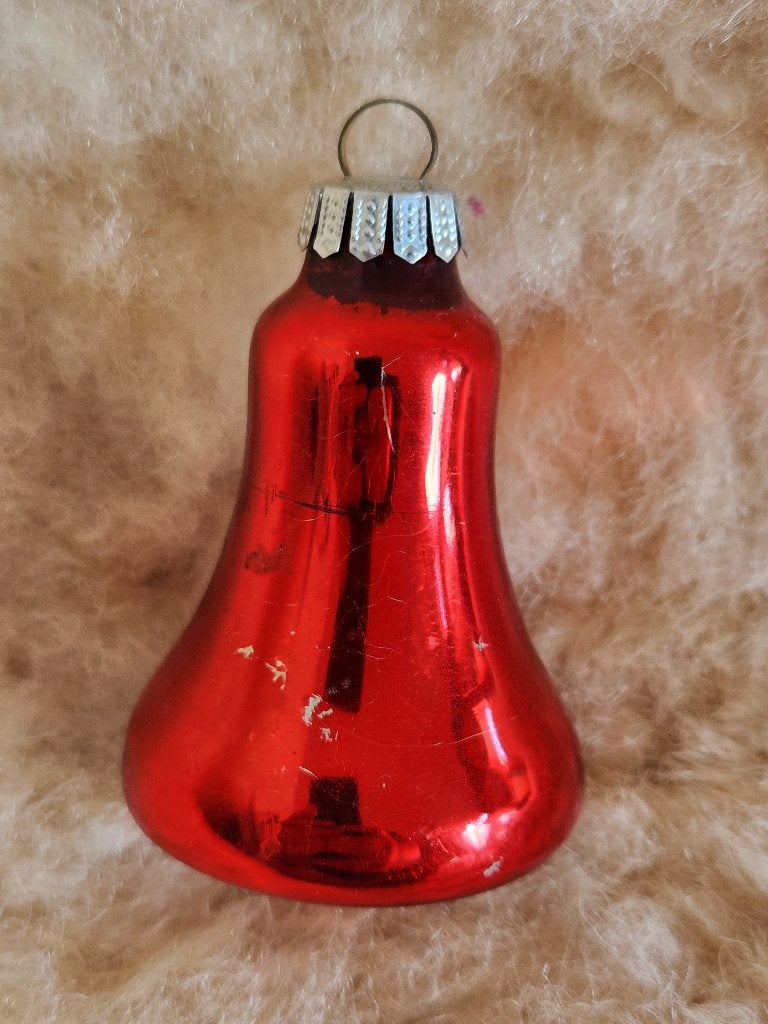 Vintage rode kerstbal kerstklok, Ophalen of Verzenden, Gebruikt