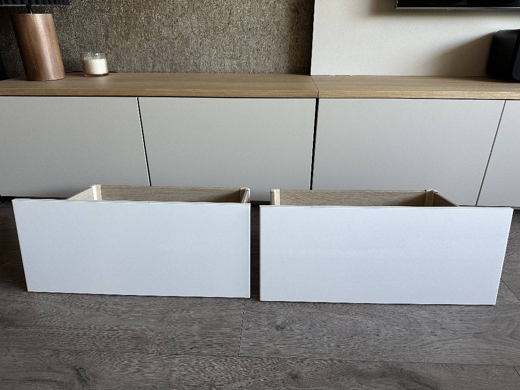 Set van 2 IKEA BESTÅ lades Hoogglans Wit (inc geleiders), Ophalen, Minder dan 50 cm, Zo goed als nieuw, Minder dan 100 cm