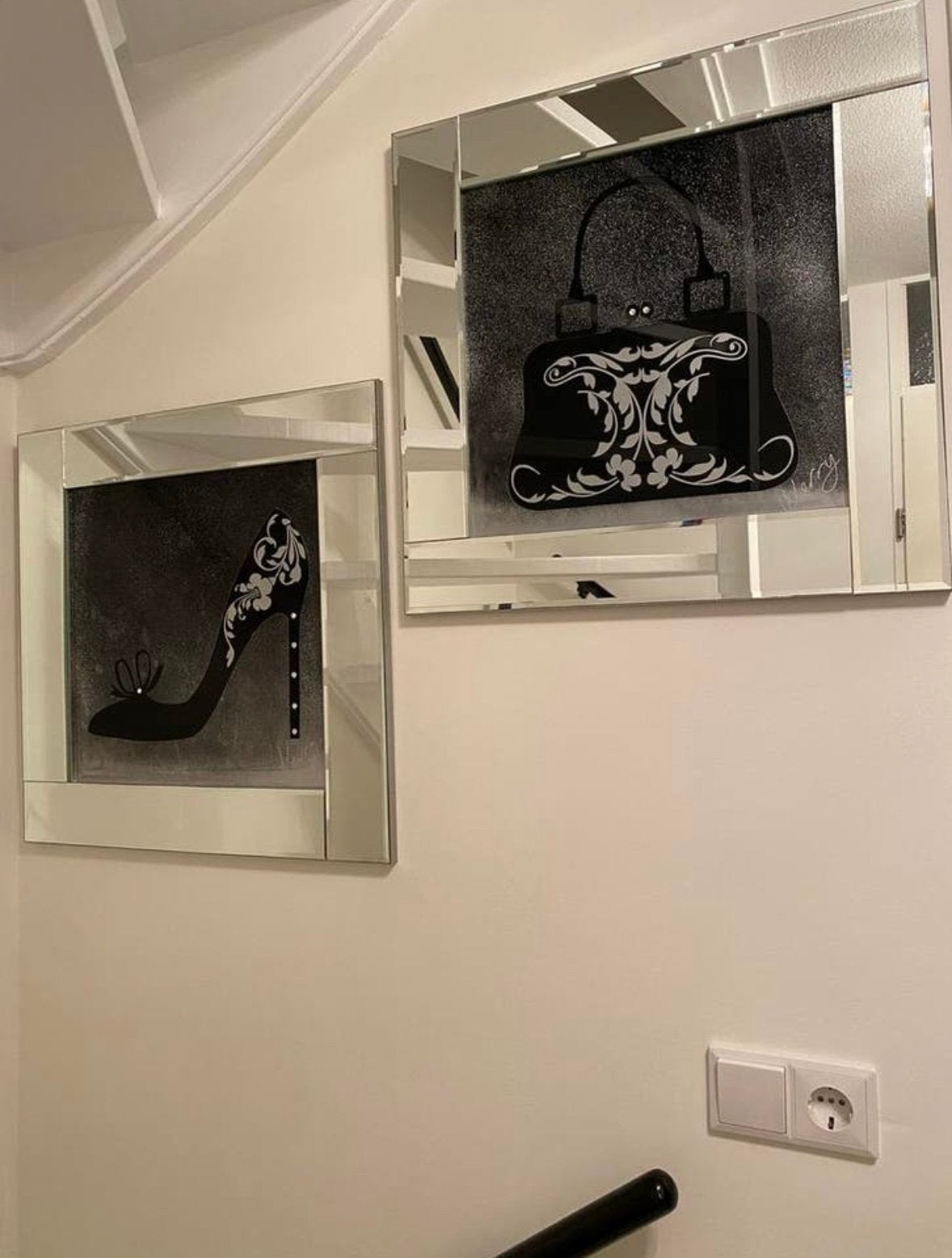 2 facet geslepen spiegellijsten te koop met Swarovski stenen, Ophalen, Minder dan 50 cm, Vierkant, Zo goed als nieuw
