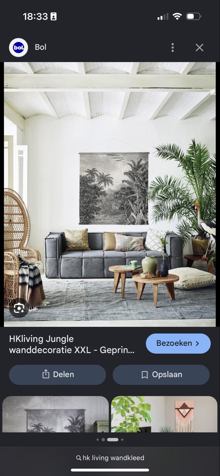 HKliving Jungle wandkleed XXL - Geprint wanddecoratie, Meerkleurig, Ophalen of Verzenden, Zo goed als nieuw, Met ophangsysteem