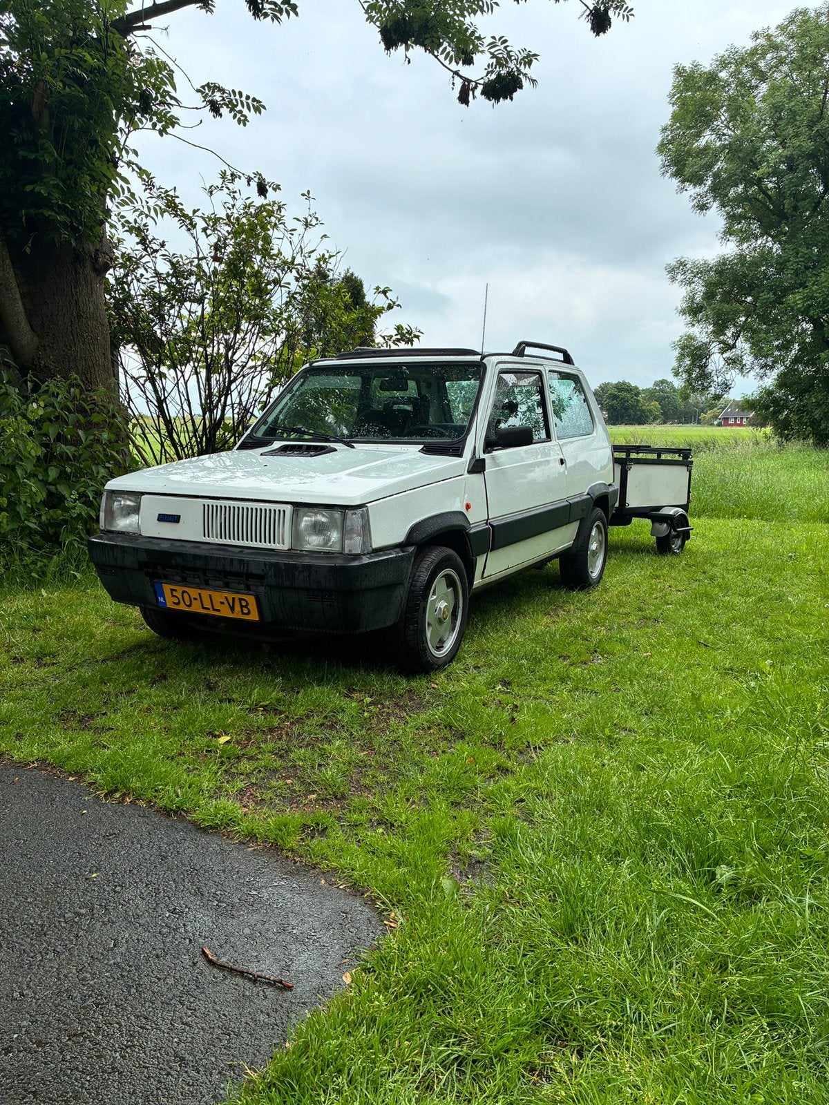 Fiat Panda 1.1 2003 Wit met Westfalia Essen aanhanger, Voorwielaandrijving, Stof, 54 pk, Wit
