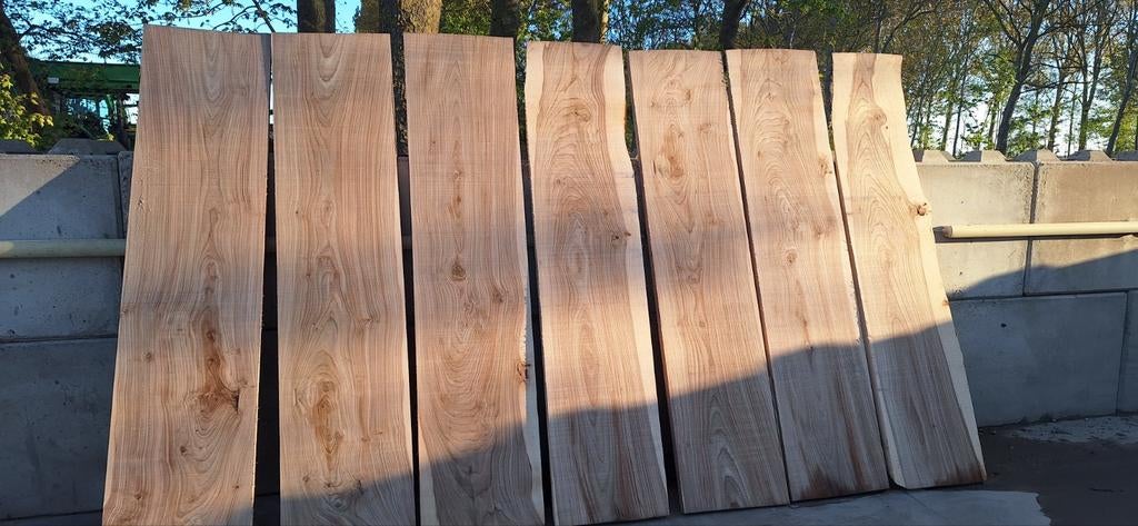 Iepen tafelblad schaaldelen 230x52x5 7 stuks, Ophalen, 200 cm of meer, 50 tot 100 cm, Rechthoekig