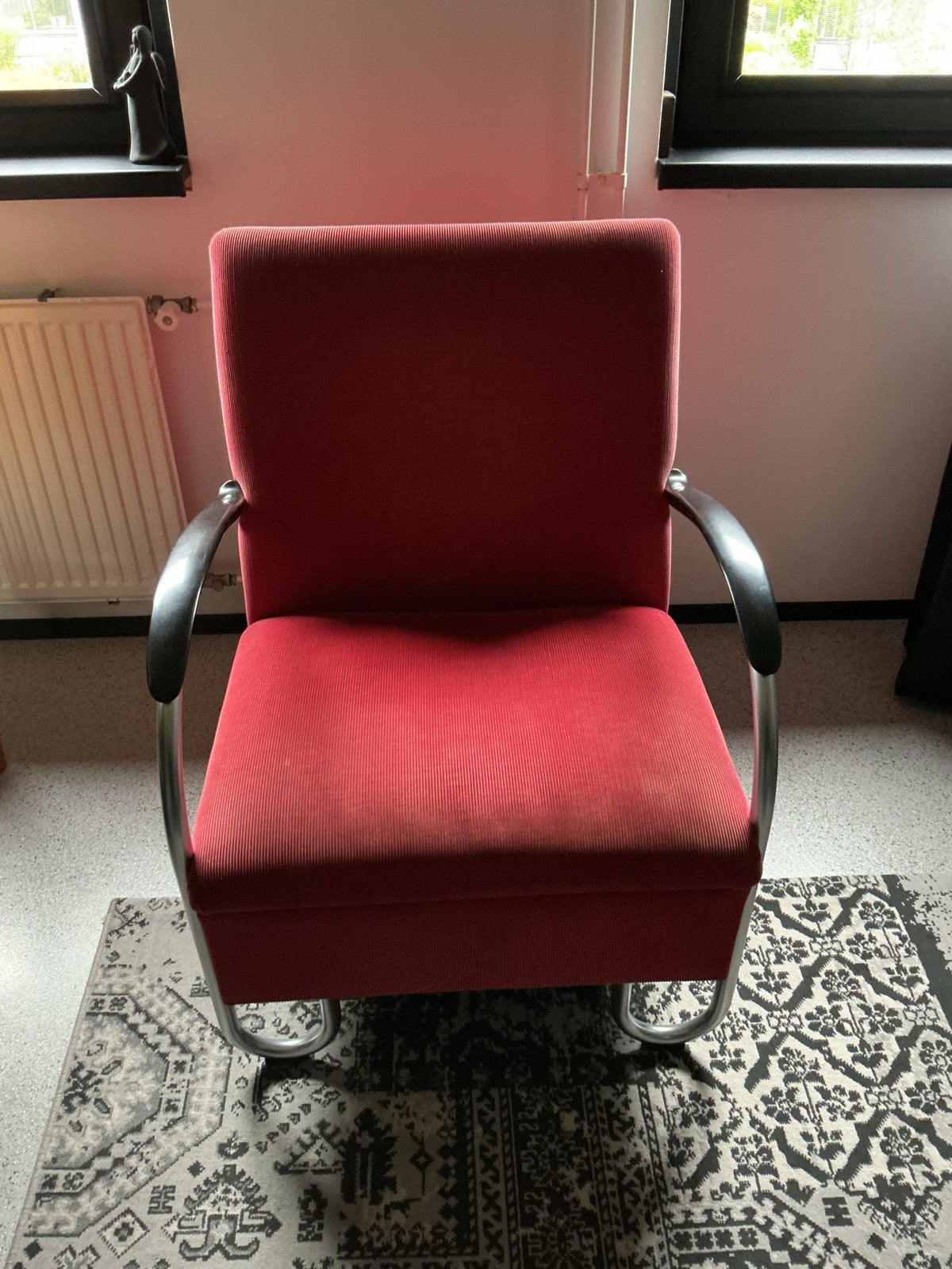 Gispen fauteuil, rood, zo goed als nieuw, Huis en Inrichting, Ophalen, 75 tot 100 cm, Zo goed als nieuw, Metaal