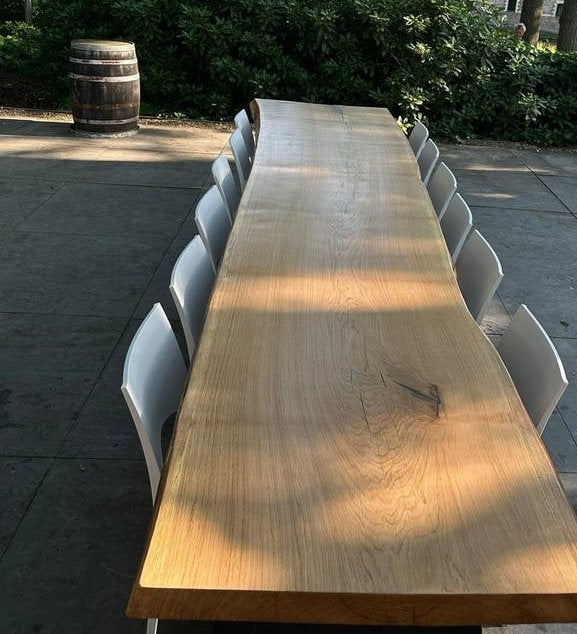 EEN MOOIE NATUURLIJKE EETTAFEL!OPMAAT!, Ophalen of Verzenden, Zo goed als nieuw