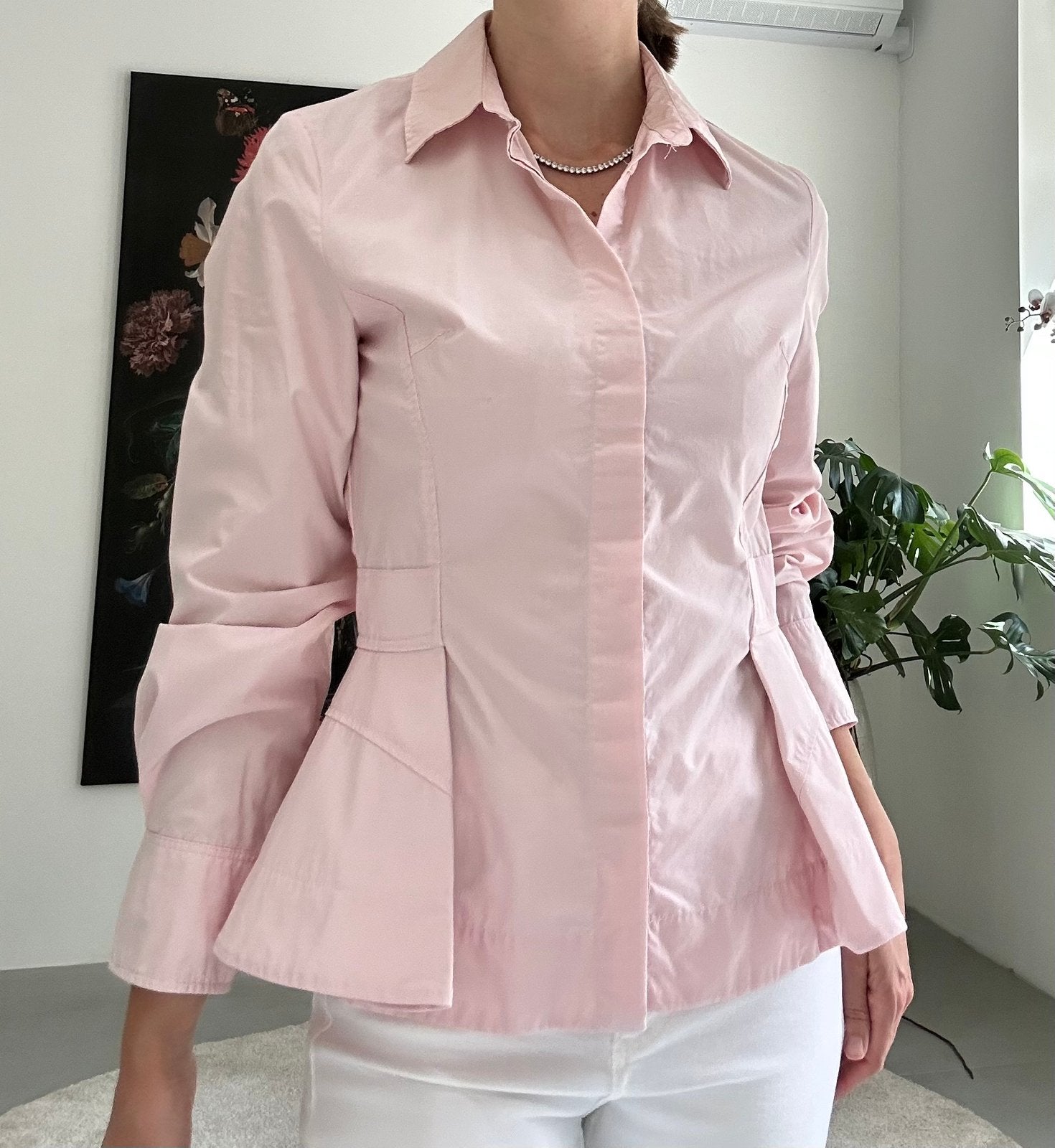 Peplum blouse licht roze katoen top Zara maat S, Ophalen of Verzenden, Nieuw, Maat 36 (S), Roze