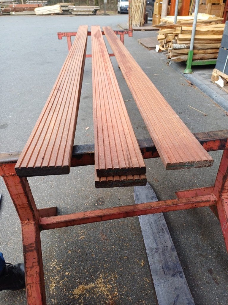 Geschaafde vlonderplank/dekdeel hardhout 28x145 nr. 658, Tuin en Terras, Palen, Balken en Planken, Ophalen, Planken, Nieuw, Hardhout