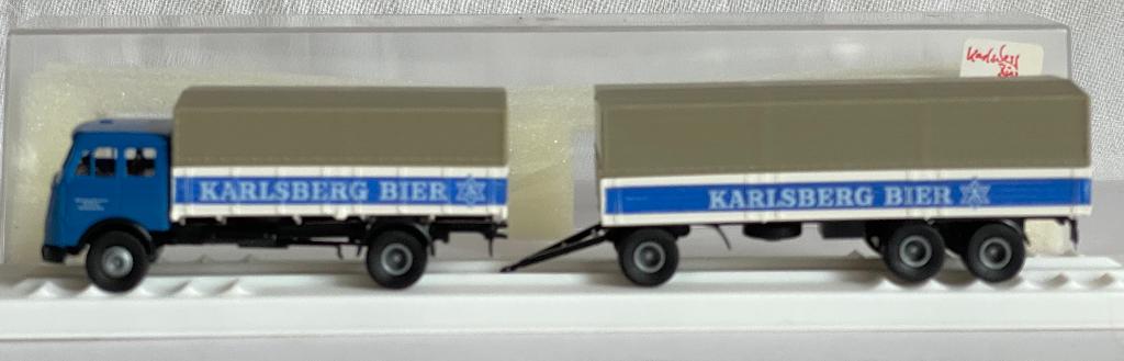 Brekina: Mercedes-Benz 334 combinatie "Karlsberg Bier", Ophalen of Verzenden, Zo goed als nieuw, Bus of Vrachtwagen, Brekina