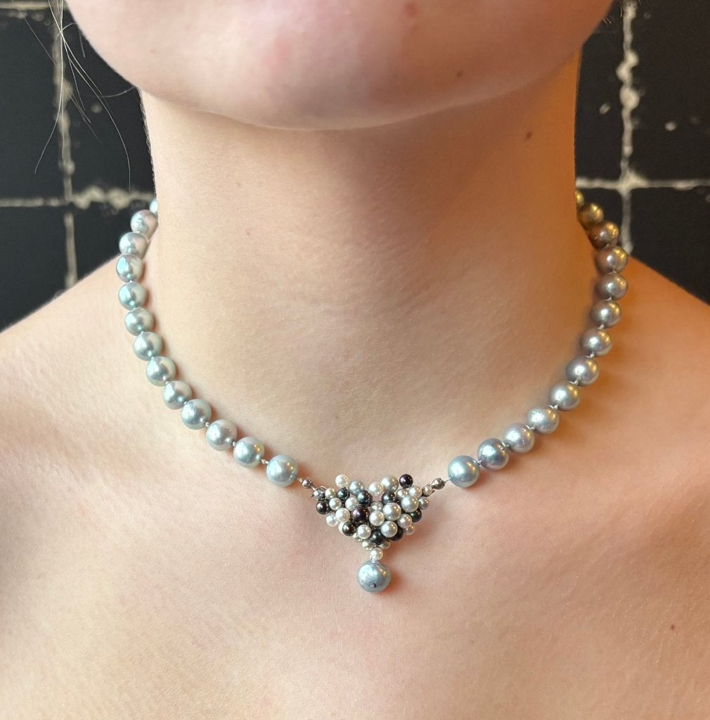 Parel luxe dames ketting 14k gouden slot fraai design retro, Voordeelsieraden, Ophalen of Verzenden, Zo goed als nieuw, Met edelsteen