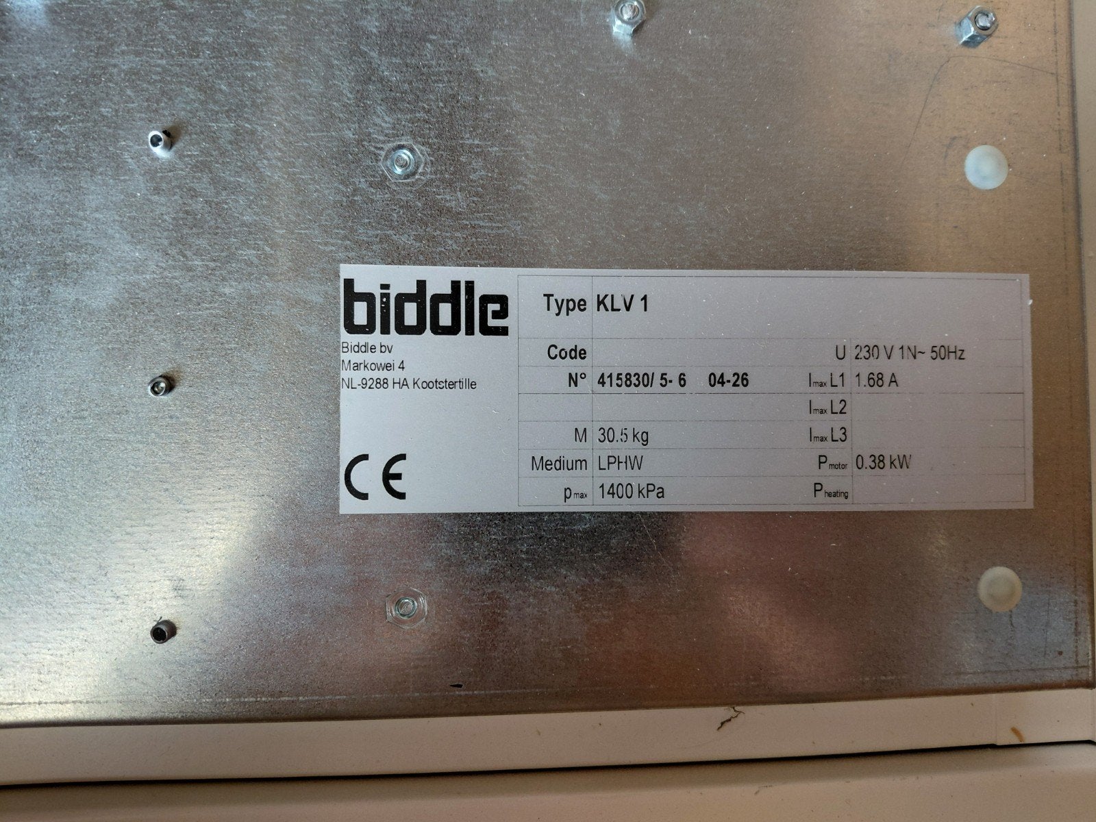 Biddle KLV 1 Wandairco - Nieuw in doos, Minder dan 60 m³, Nieuw, 3 snelheden of meer, Ophalen of Verzenden