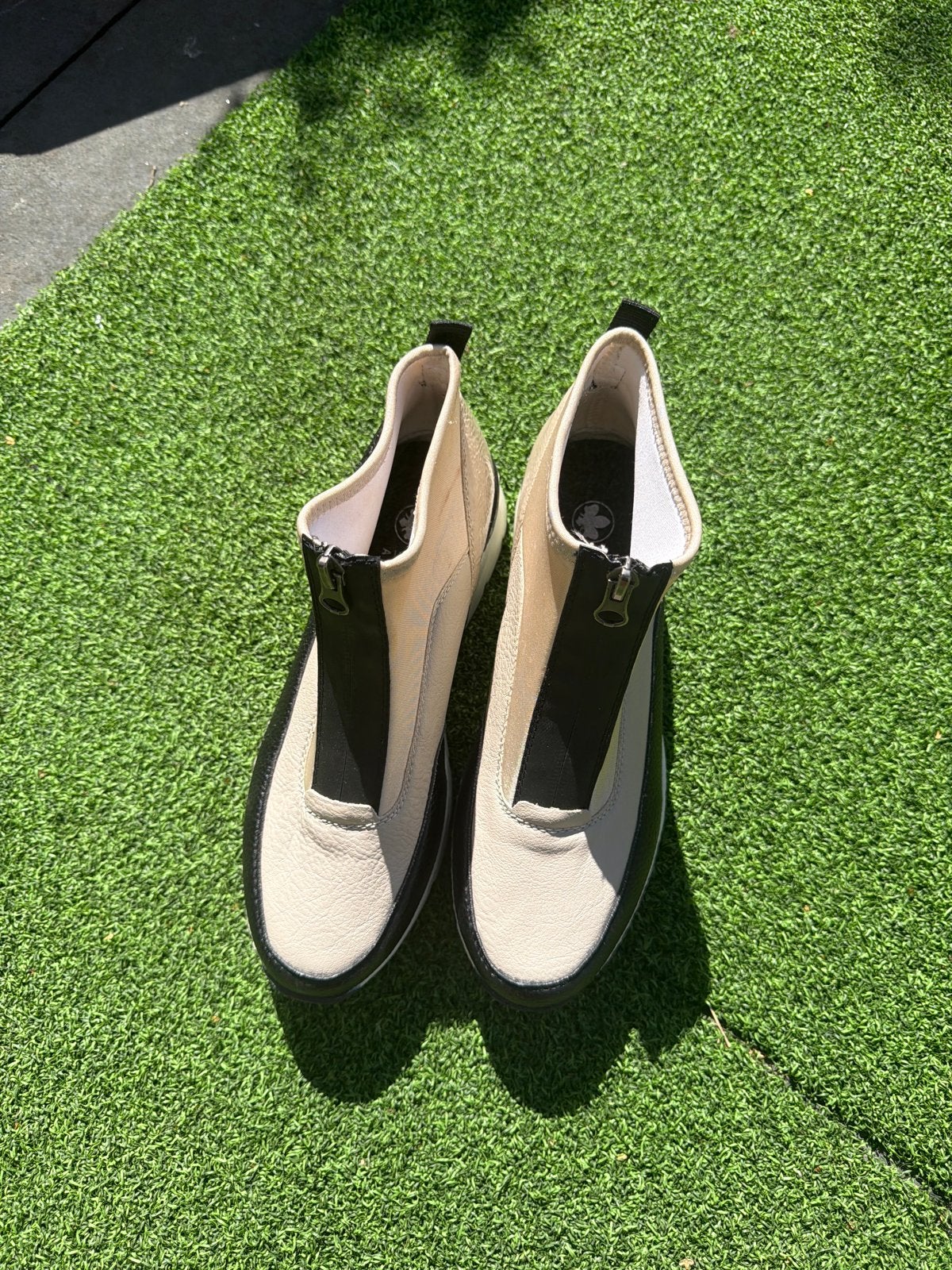 Rieker Enkellaarsjes - Beige/Zwart - Maat 38, Ophalen of Verzenden, Zo goed als nieuw, Beige, Lage of Enkellaarzen