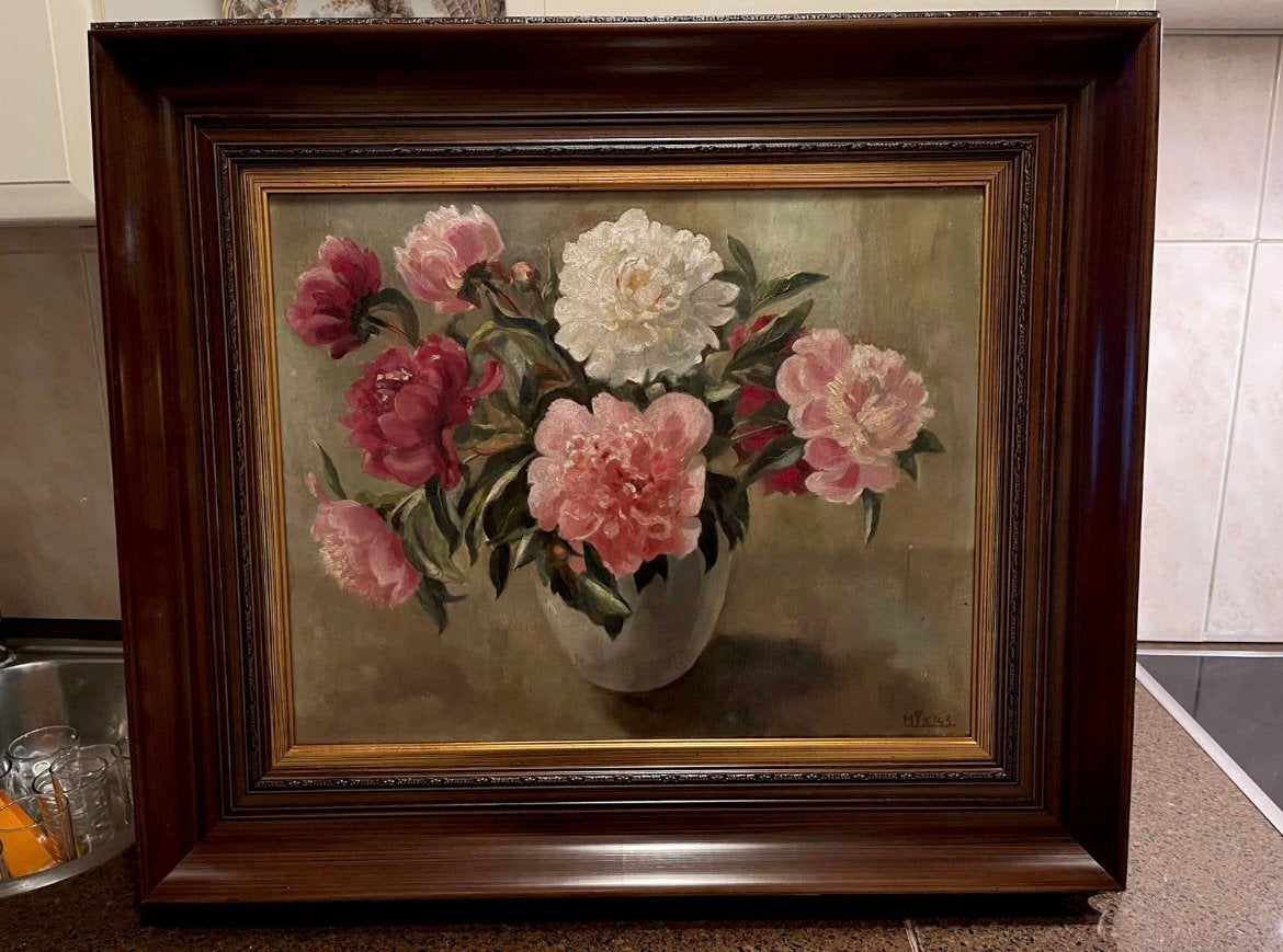 Antiek olieverf bloemen schilderij, Antiek en Kunst, Kunst | Schilderijen | Klassiek, Ophalen