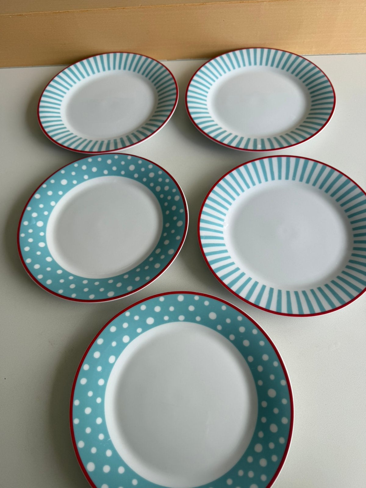 Leuke ontbijtborden 5x, Gebruikt, Overige merken, Ophalen of Verzenden, Bord(en)